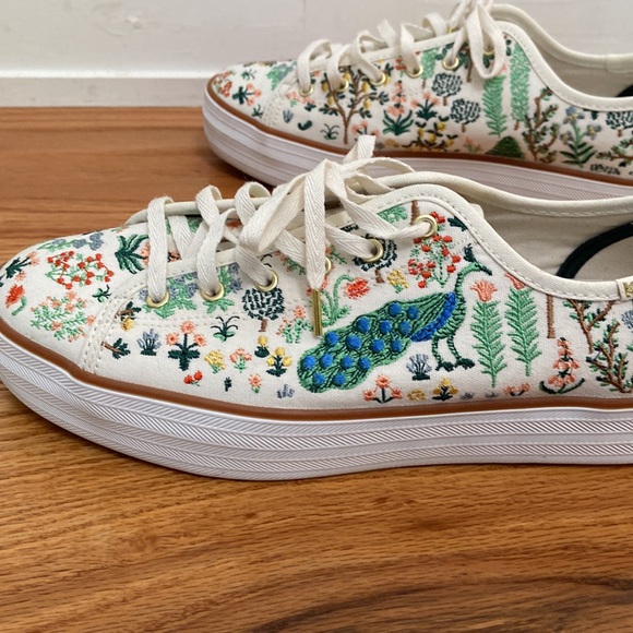 KEDS Menagerie Embroidered Triple Kick Sneaker Rifle Paper Co Women’s Size 8 1/2 - Picture 9 of 13